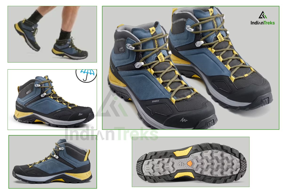 Quechua MH500 trekking shoes with strong grip and waterproof design