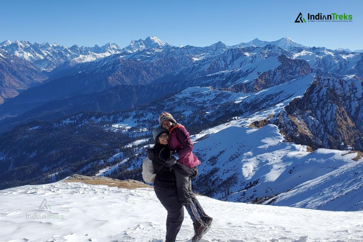 Trekker Reaching Kedarkantha Summit