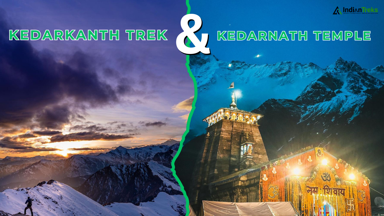 A comparison of Kedarkantha and Kedarnath treks, highlighting differences in terrain, difficulty, and purpose.